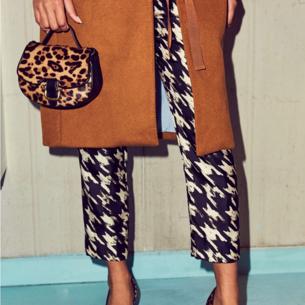 J crew silk houndstooth pants
